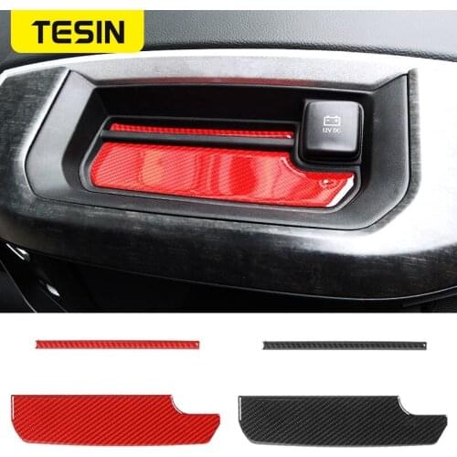 TESIN Carbon Fiber Car Center Console Storage Compartment Mat Cover Stickers for Dodge RAM 2018-2020 Car Interior Accessories