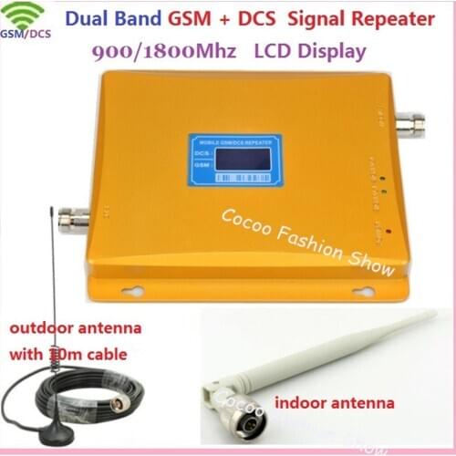 ZQTMAX 2G 4G Mobile Phone Signal Booster GSM DCD Repeater 900 1800 LTE Cellular Data Signal Amplifier with Suction cup antenna