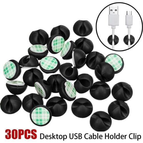 30pcs Car Desk Wall USB Wire Cable Line Fastener Clip Clips Holders Organizer Retainer Clamp Clamps Tie Lines Fixed