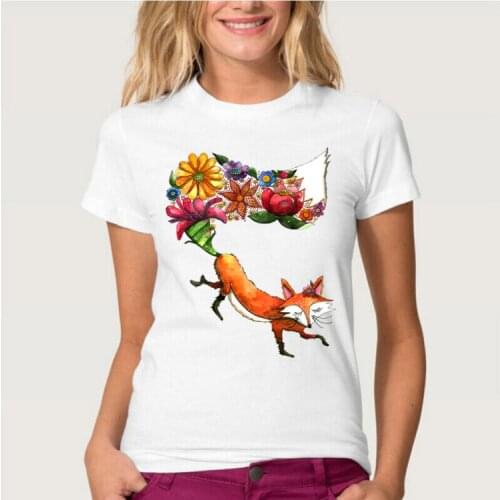 Kawaii fox summer womens t-shirt cool girls design tops summer plus size tshirt graphic tees punk streetwear short sleeve