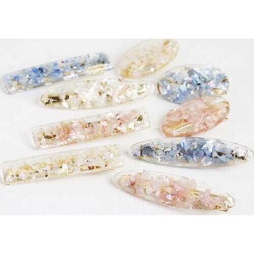 2019 Korea Pink Shell Hairpins Vintage Geometric Oval Hair Clips Hair Accessories for Women Japan Chic Hairgrip Barrettes