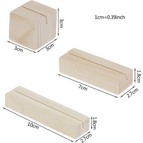 1PC Bevel Natural Wood Memo Clips Photo Holder Clamps Stand Business Card Desktop Message Crafts Handmade Memo Holder Display