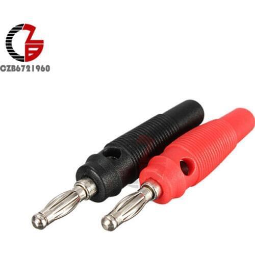 2PCS 1Pair Nickel Plated Solderless Speaker Banana Plug Audio Jack Connector Red Black