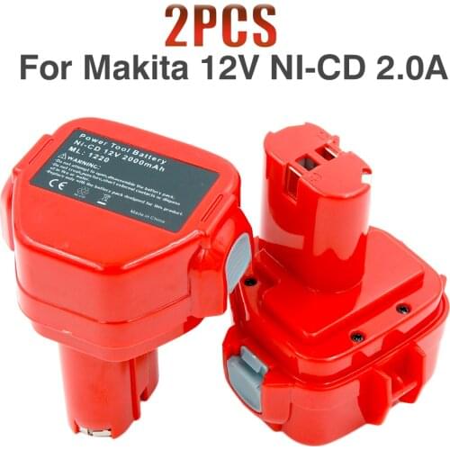 2Pcs 12V Ni-CD PA12 2000MAH Replacment Battery for Makita Rechargeable Power Tools 1222 1220 6271D 192598-2 193981-6 638347-8