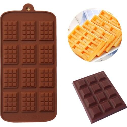 2 IN 1 Silicone Mini Chocolate Block Bar Mould Waffle Mold Ice Tray Cake Decorating Baking Cake Jelly Candy Tool DIY Kitchen