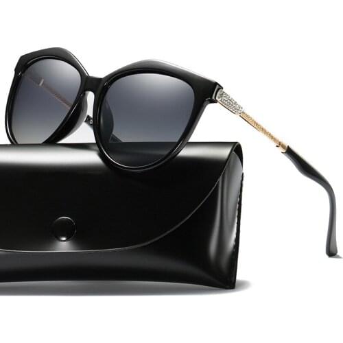 2021 Luxury Rhinestone Ladies Sunglasses Cat Eye Diamond Round Metal Frame Eyeglasses UV400 HD Polarized Women Fashion Eyewear