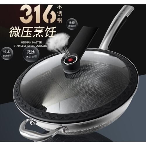 316L stainless steel frying pan Non stick wok Household pressure micropressure pots and pans set gas induction cooker general