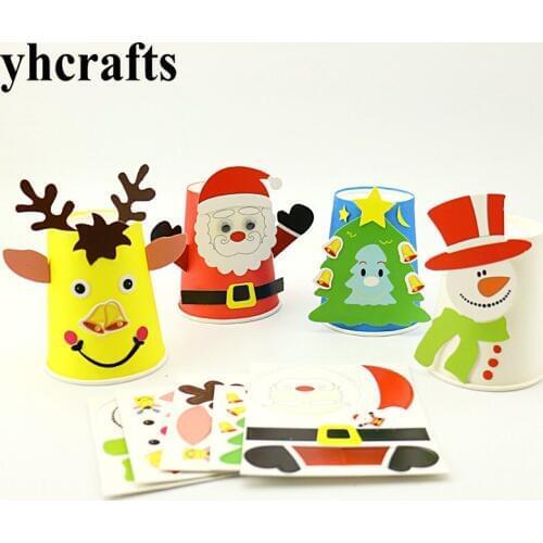4PCS/LOT,4 design DIY Christmas cup craft kits Create your own Early educational toys Model building Kits Kindergarten arts