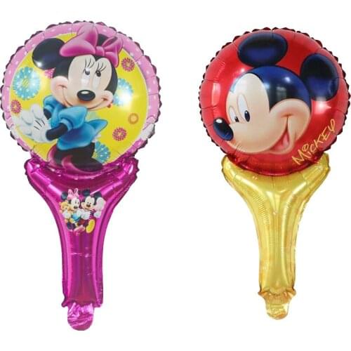 50Pcs Disney Mickey Minnie Hand Stick Foil Balloons Birthday Party Baby Shower Decoration Kids Inflatable Toys Air Globos Ball