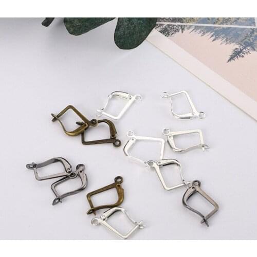 CHONGAI 15*10mm 50pcs Earring accessories ear clip Iron square ear hook clip Jewelry making accessories
