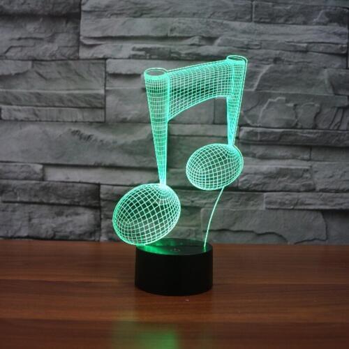 7 Colors Changeable 3D USB LED Lamp Novelty Design Music Note Home Decor Touch Switch Nightlight For Music Lovers Holiday Gift
