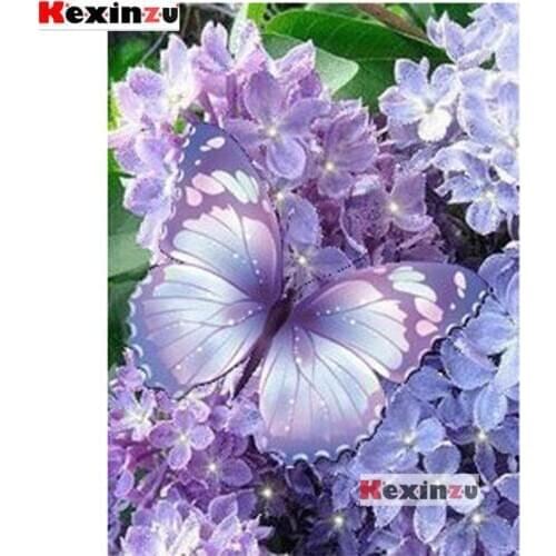 5D DIY Full round square Diamond Painting Glamour flower butterfly Mosaic Handmade Embroidery Decor Home Picture Of Rhinestone