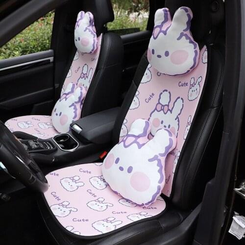 Car cushion cute rabbit ice silk summer car cool cushion breathable anti-skid car single piece cushion