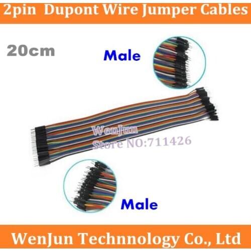 Free Shipping 200*40pcs 2.54MM 20cm Male to Male for Dupont Wire Jump Jumper Cables Shield