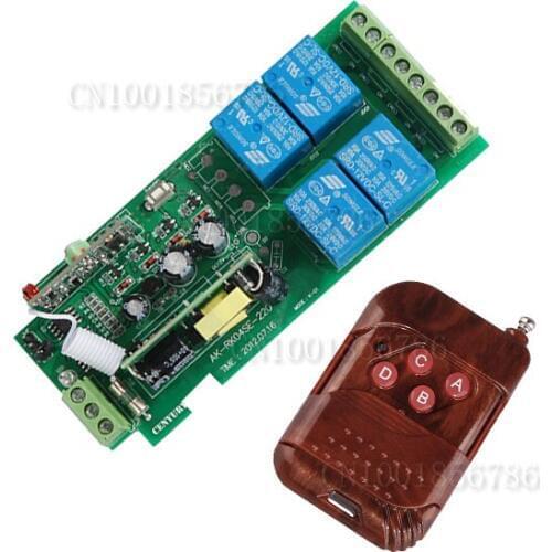 Wireless Remote Control Switch System AC85V~250V 110V 220V RF 4 Relay 200M Wide Voltage Multi-Function For Smart/ Home light