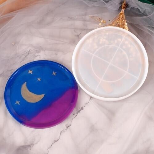Large Round Resin Coaster Molds DIY Silicone Tray Fruit Tea Cup Mat Geode Agate Platter Dish Epoxy Resin Mold Craft Tool