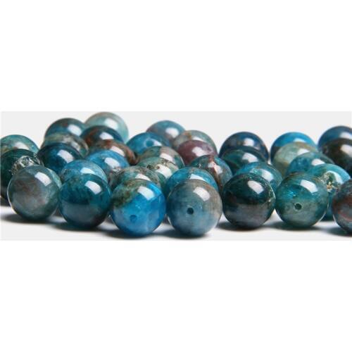 Natural blue apatite stone beads loose spacer round gem stone beads for women jewelry making bracelet necklace earring wholesale