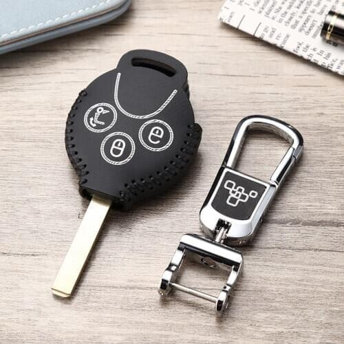 Luckeasy for benz smart fortwo forjeremy 2010 2011 2012 shell KEY COVER holder Kraft first layer car key case