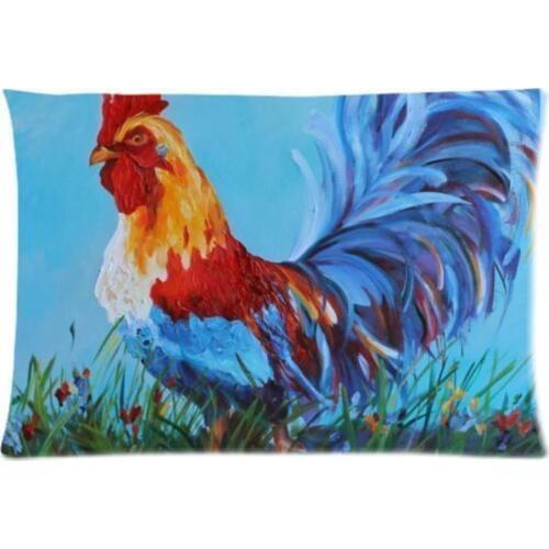 Rooster Art Rectangle Throw Pillow Case Decorative Pillow Cover Zippered Pillowcase 16x16 /20x30/ 20x36 inches (Twin Sides )