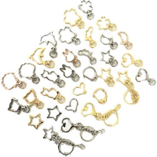 5-10pcs Kawaii Heart DIY Accessories Dolphin Lobster Clasp Decor Star Sakura Charms Hanger Resin Jewelry Keychain Hooks Findings