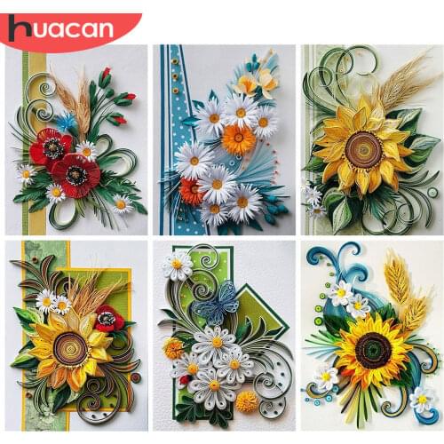 HUACAN 5d Diamond Painting Sunflower DIY Mosaic Needlework Full Square Diamond Embroidery Daisy Flower Home Decor