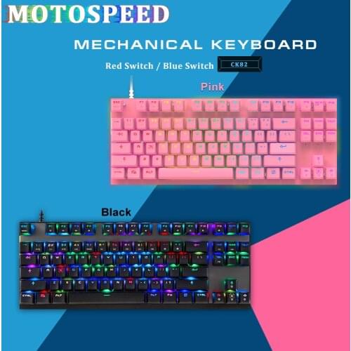 Newest Motospeed CK82 RGB Gaming Mechanical Keyboard Anti-Ghosting LED Backlight USB Wired Laser Keyboard For PC Computer Gamer