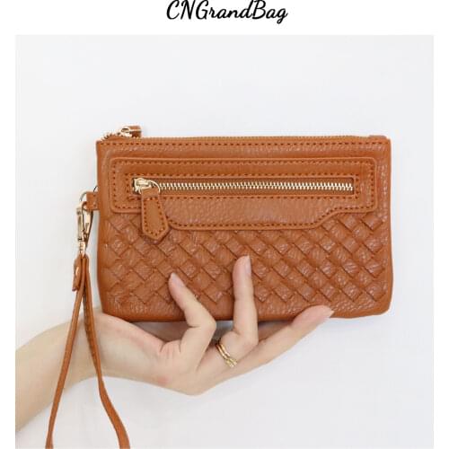 Summer Fashion Ladies PU Weave Leather Coin Purse With Wristlet Candy Colorful Small Pocket Wallet with Card Slots