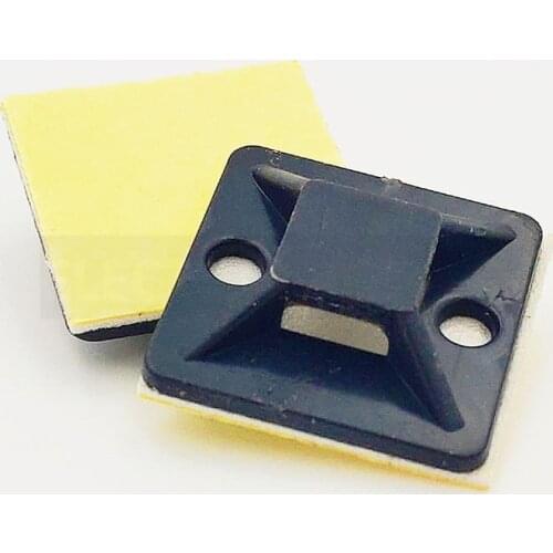 Black Tie Mount Plastic Self Adhesive Cable Mounter Base Holder White glue cable positioning fixed seat 20mm*20mm 50-100pcs