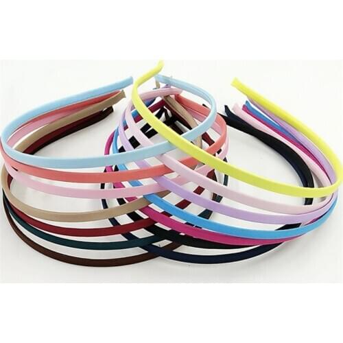 10Pcs/Lot Fashion Hair Accessories Color Hairband Satin Headband 5mm Ribbon Candy Headdress Women Clothing Hoop Headbands