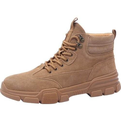 B85 Winter New Work Boots Mens High Top British Wind Marten Boots Mens Shoes Tide Shoes Warm Snow Boots Mens Leather Boots PU