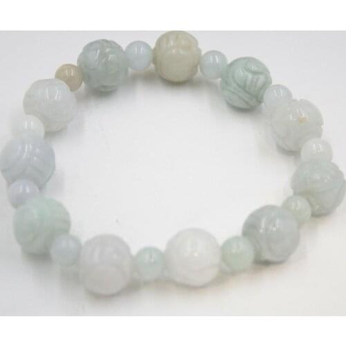 Genuine Natural Grade A Jade (Jadeite) 13mm Round Dragon Bead Lucky Bracelet