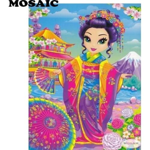 Full Square 5D DIY Diamond Painting Japanese Kabuki cartoon girl 3d Diamond Embroidery Cross Stitch diamond Mosaic art B66