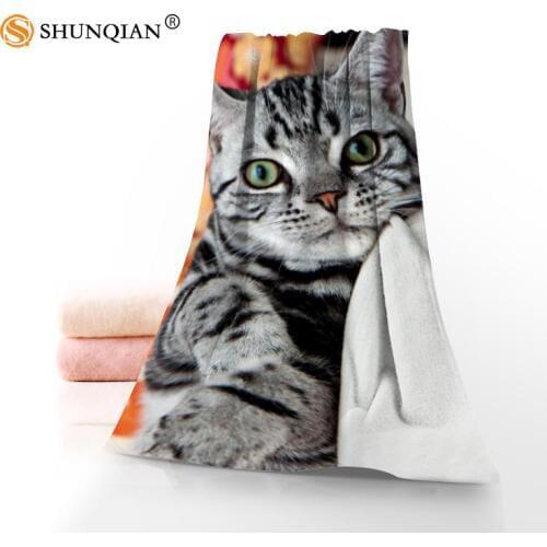 Custom Animal cat 35x75cm 70x140cm Towels Facecloth Bath Towel Microfiber Washcloth Quick drying Sports Towel