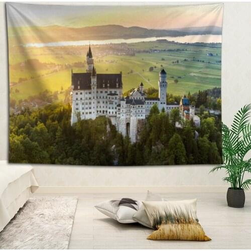 Custom High Quality Neuschwanstein Castle Wall Hanging HD Landscape 3D Printing Digital Printing Home Decoration Tapestry