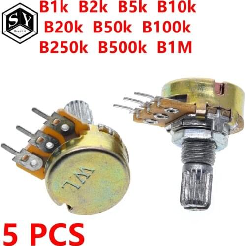 5PCS Great IT WH148 stereo/pa/sealing potentiometer B1k B2k B5k B10k B20k B50k B100k B250k B500k B1M 15mm 3pins with switch