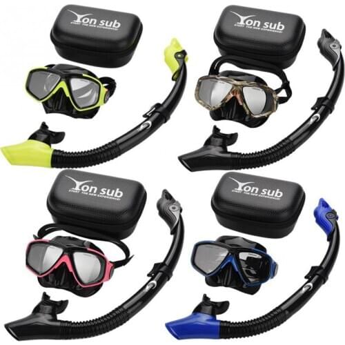 Yon Sub Professional Diving Mask Snorkel Anti-Fog Goggles Glasses Set Swimming Equipment Snorkel Breathing Tube Eye Protector