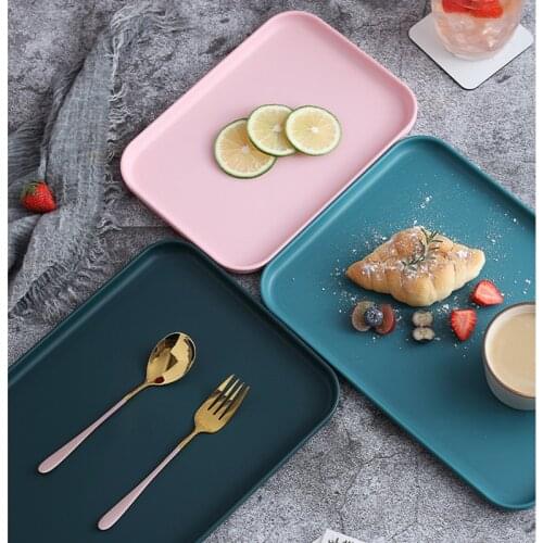Nordic Simple Rectangular Fruit Dessert Plastic Storage Tray Kitchen Supplies Multi-function Home Kitchen Tool Restaurant Tray