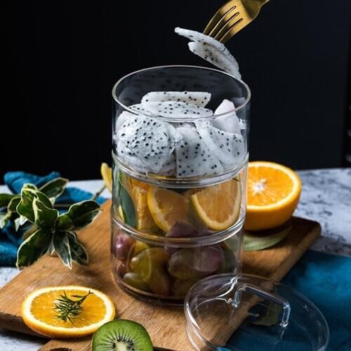 430ml Transparent Storage Bowl Fruit Dry Food Salad Dessert Container Glass Can two types to choose from Storage Container Glass