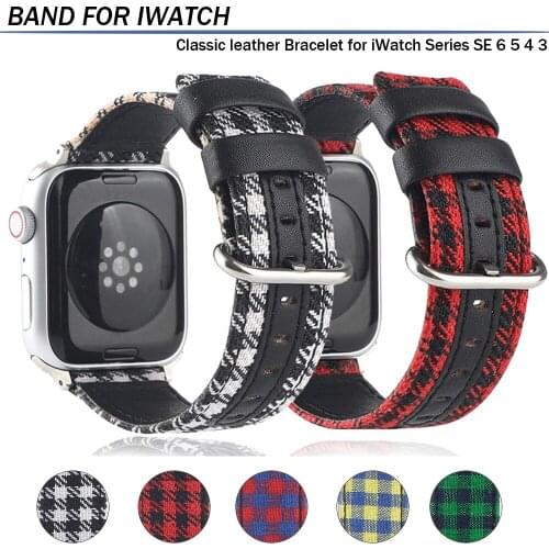 Cloth+Leather Wrist Band for Apple Watch 40/44mm 38/42mm Bracelet Strap for IWatch Series 6/SE/5/4/3 Belt Accessories Strap New