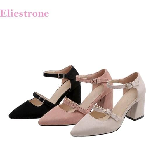 Brand New Sweet Apricot Pink Women Sandals Vogue High Square Heel Lady Nude Shoes Plus Big Small Size 12 32 43 45 48