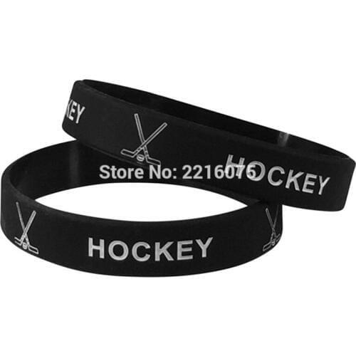 300pcs White Text Hockey wristband silicone bracelets free shipping by DHL A
