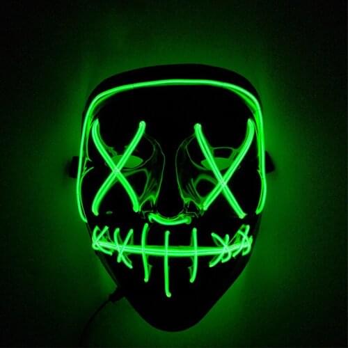 Halloween Horror EL Wire Mask Cosplay Light Up Props Neon Party Decoration Luminous LED Mask Scary Mascara