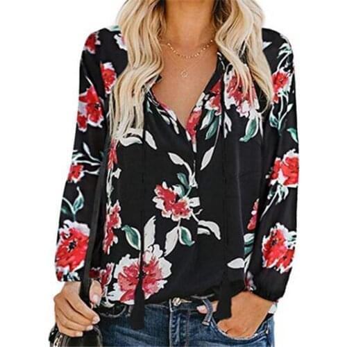 Top V Neck Good Workmanship Loose V Neck Floral Women Top for Daily Wear Blouse Tops Women Loose Tops