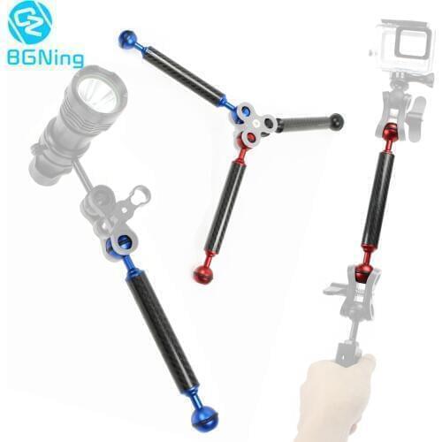 BGNing Carbon Fiber Extension Diving Arm 1" Inch Ball Head 5-12inch D20mm Light Stands Handheld Underwater Scuba Camera Support