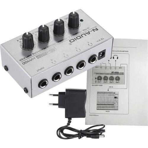 HA400 Ultra-compact 4 Channels Mini Audio Stereo Headphone Amplifier with Power Adapter