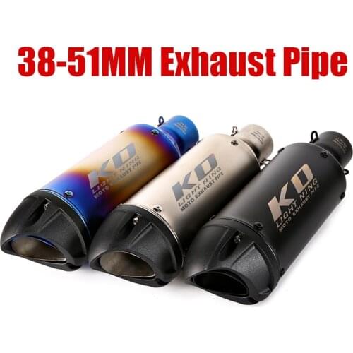 Universal Exhaust Muffler Pipe Escape End Tips Vent Pipe Stainless Steel 38-51mm No DB Killer For Motorcycle Scooter Dirt Bike