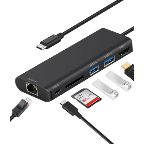 USB 3.0 HUB Type C To HDTV 4K Card Reader Video Converter 1000Mbps Gigabit Ethernet Lan Video Adapter for MacBook Laptop Monitor