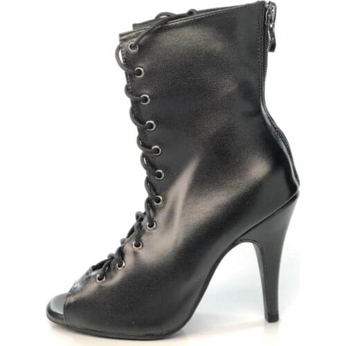 Woman Latin Dance Shoes Black Ballroom Dance Boots Women Leather Salsa Tango Dancing Shoes Girls Soft Party Sandals Dance Shoes