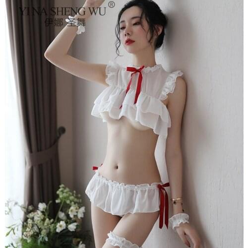 News Ladies Fashion Sexy Slim Lace Sling Halter Cosplay Women Set And Garter Lingerie Hot Erotic Uniform Underwear Sets Clothing