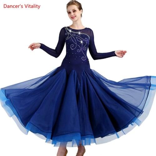Custom-made Dance Rhinestone Costume Sexy Senior Ballroom Dance Dress for Women Ballroom Dance Dresses Dance Waltz Dress